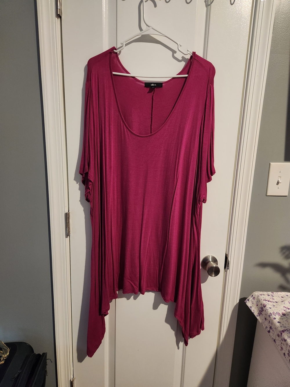 Ella Moss Draped Scoop Neck Tunic Top - Magenta